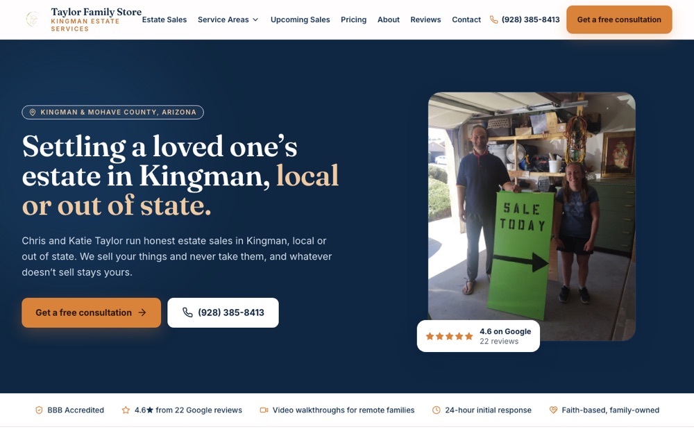 Taylor Family Store website, built by Taylor Family Software